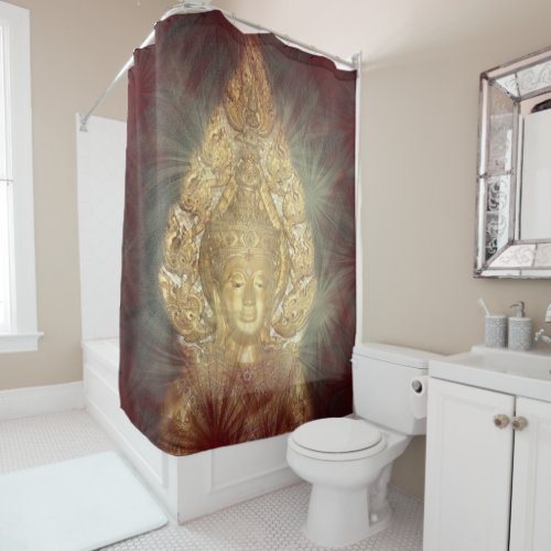 golden buddha bathroom shower curtain