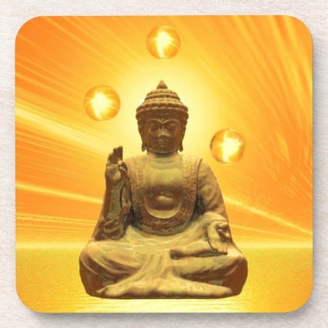 Golden Buddha Beverage Coaster (Front)