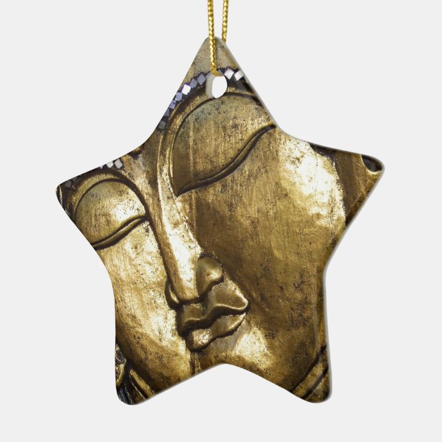 Golden Buddha Blessing Inspirational Love Ceramic Ornament (Left)