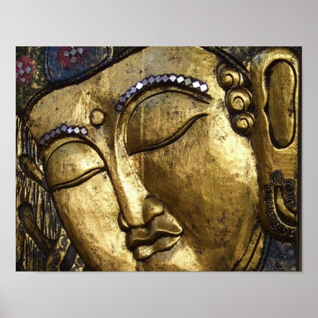 Golden Buddha Blessing Meditating Poster (Front)