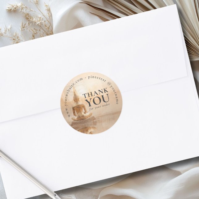 Golden Buddha Business Salon Classic Round Sticker (Golden Buddha Business Salon Custom Classic Round Sticker)