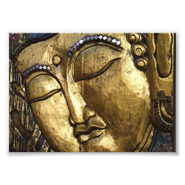 Golden Buddha, Eyes Closed, Praying Meditating Photo Print (Front)