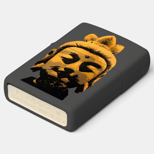 Golden Buddha Head Zippo Lighter (Angled)