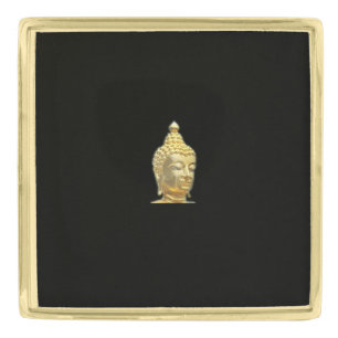 golden buddha in black gold finish lapel pin