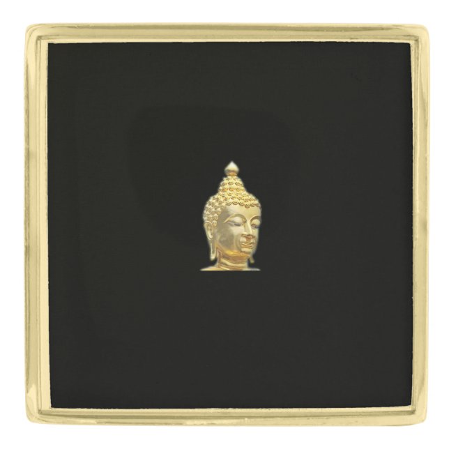 golden buddha in black gold finish lapel pin (Front)