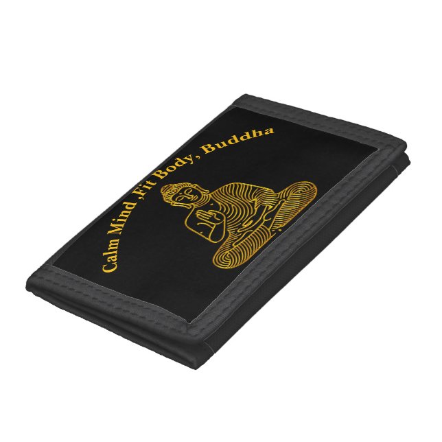 Golden Buddha in Calm Pose Trifold Wallet (Bottom)