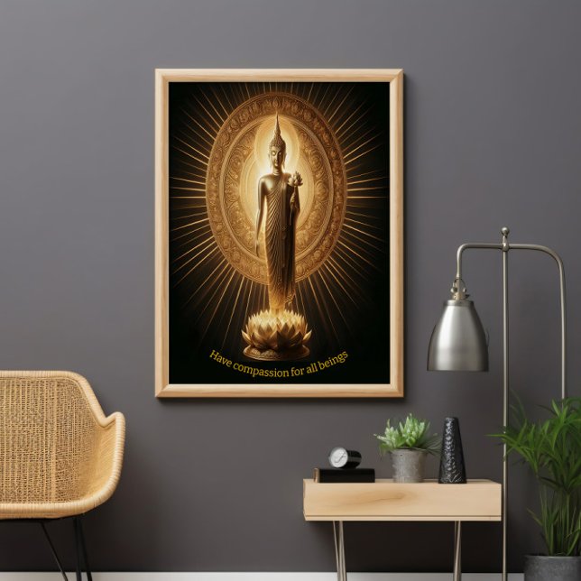 Golden Buddha in lotus meditation pose Poster (Creator Uploaded)