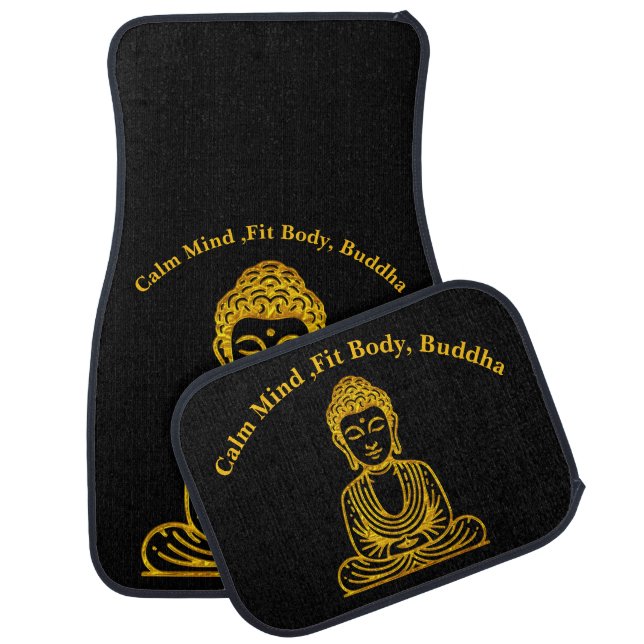 Golden Buddha in Peaceful Pose Car Floor Mat (Set)
