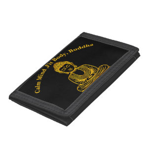 Golden Buddha in Peaceful Pose Tri-fold Wallet