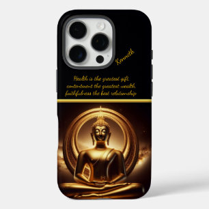Golden Buddha in serene meditation iPhone 16 Pro Case