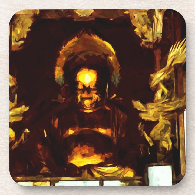 Golden Buddha Kyoto Japan Abstract Impressionism Coaster (Front)