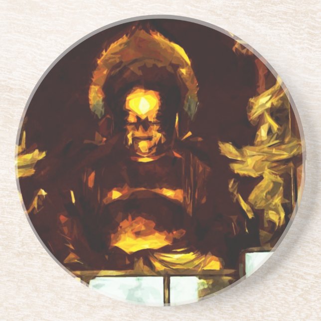 Golden Buddha Kyoto Japan Abstract Impressionism Coaster (Front)