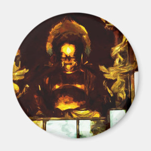 Golden Buddha Kyoto Japan Abstract Impressionism Magnet