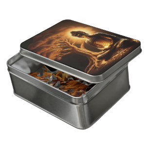 Golden Buddha meditating amid carvings Jigsaw Puzzle