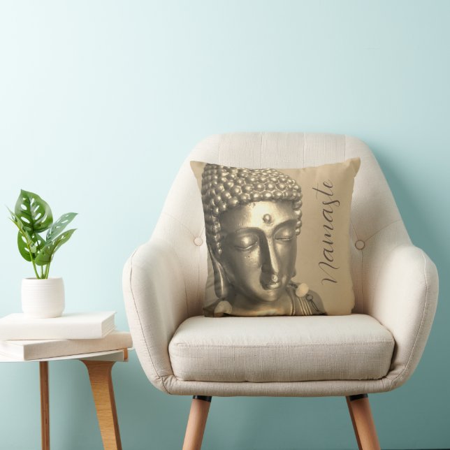 Golden Buddha Namaste  Throw Pillow (Chair)