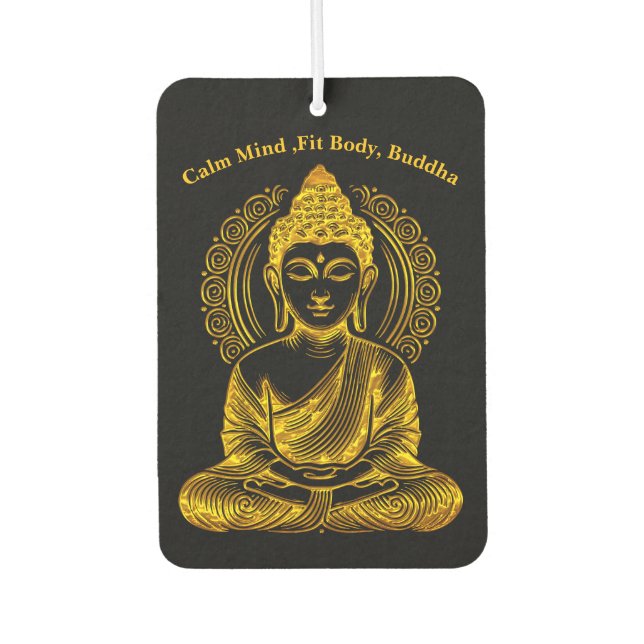 Golden Buddha Sculpture in Serene Meditation Pose Air Freshener (Front)