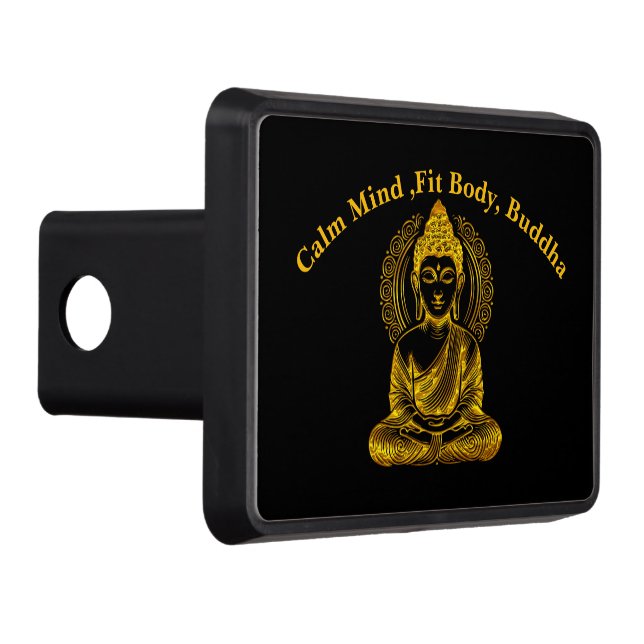 Golden Buddha Sculpture in Serene Meditation Pose Hitch Cover (Right)