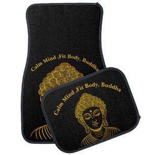 Golden Buddha Statue in Calm Setting Car Floor Mat