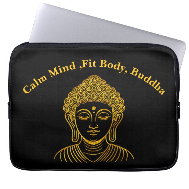Golden Buddha Statue in Calm Setting Laptop Sleeve (Front)