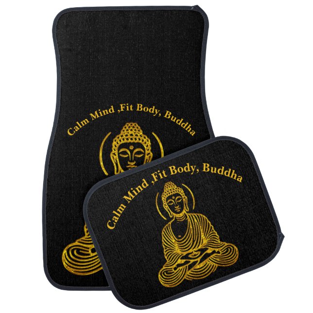 Golden Buddha Statue in Meditation Car Floor Mat (Set)