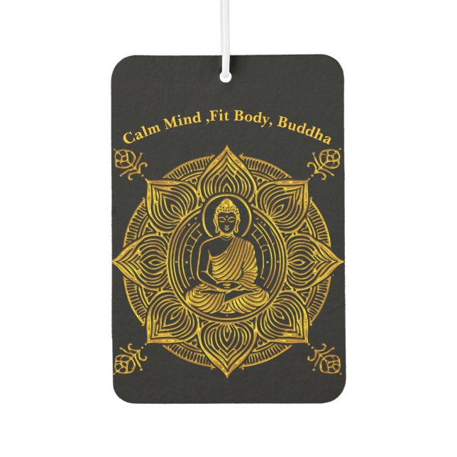 Golden Buddha Surrounded by Intricate Patterns Air Freshener (Front)
