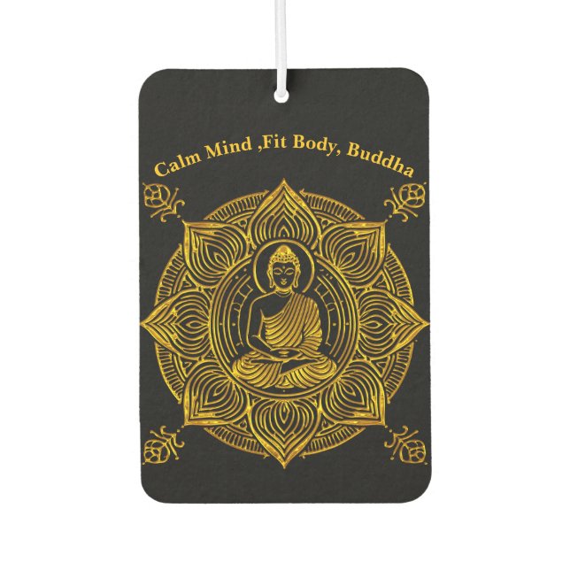 Golden Buddha Surrounded by Intricate Patterns Air Freshener (Front)