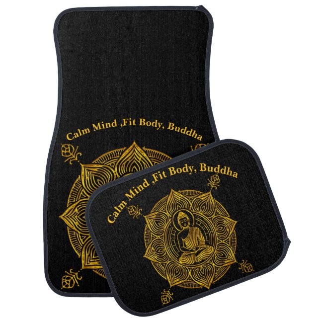 Golden Buddha Surrounded by Intricate Patterns Car Floor Mat (Set)