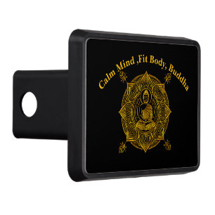 Golden Buddha Surrounded by Intricate Patterns Hitch Cover