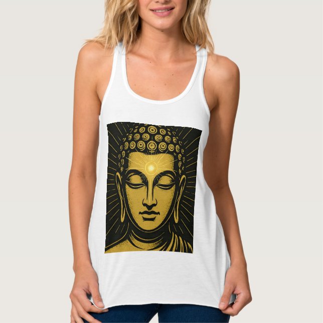 Golden Buddha Third Eye T-Shirt | Spiritual Awaken Tank Top (Front)