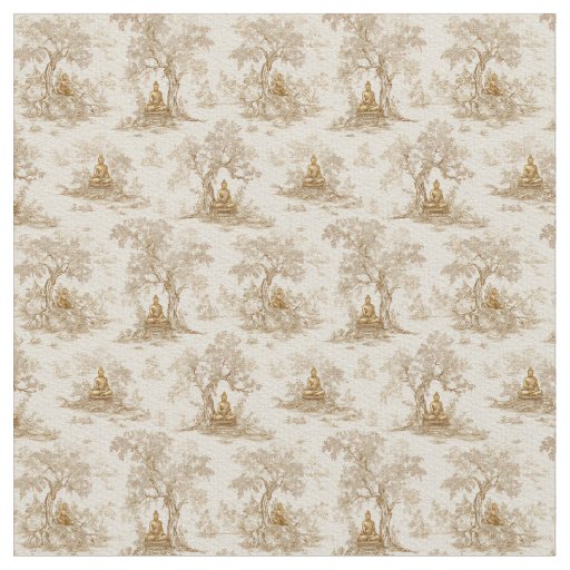 Golden Buddha Toile de Jouy Classic Pattern Fabric