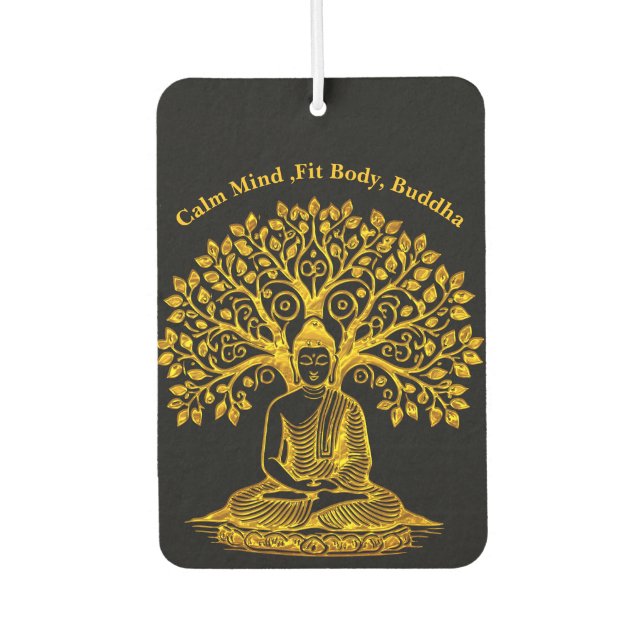 Golden Buddha Under a Tree in Peaceful Meditation Air Freshener (Front)