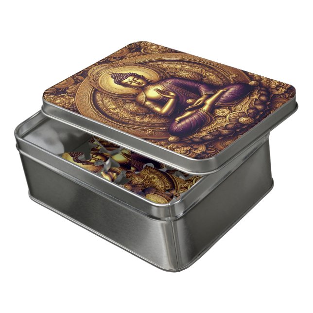 Golden Buddha with intricate designs Jigsaw Puzzle (Lid Open)