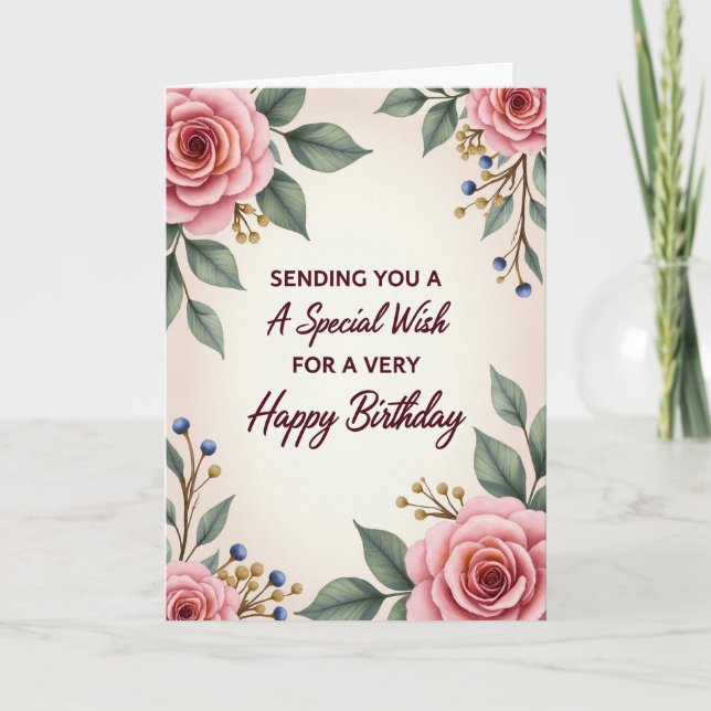 Golden Buds Birthday Card (Front)