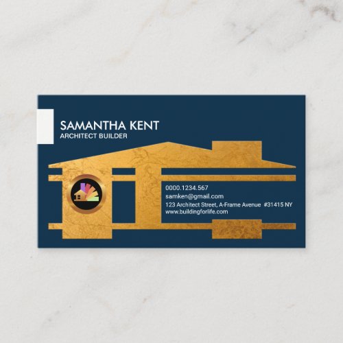 Golden Builder Architect Home Faux Gold Icon Business Card