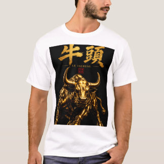 Golden Bull Japanese T-shirt – Kanji Design "牛頭"