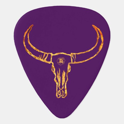 Golden Bull Skull Guitar Pick