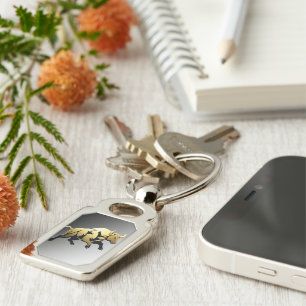 Golden Bull – Strength & Prosperity Emblem Keychain