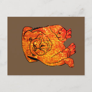 Golden Bulldog Art Postcard