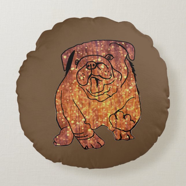 Golden Bulldog   Brushed Polyester Roundcushion Round Pillow (Front)