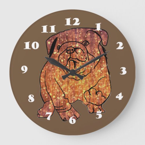 Golden Bulldog  Round Large Wall Clock