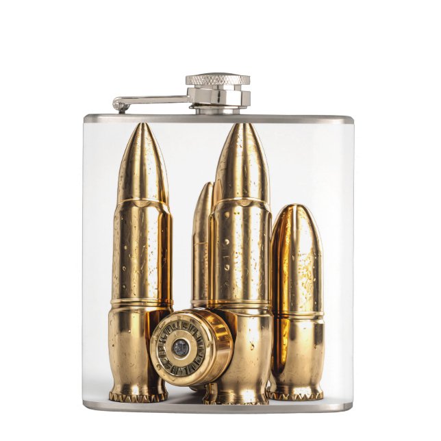 Golden Bullets on My Pocket #2 Flask (Front)
