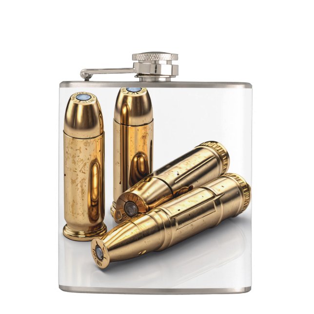 Golden Bullets on My Pocket #3 Flask (Front)