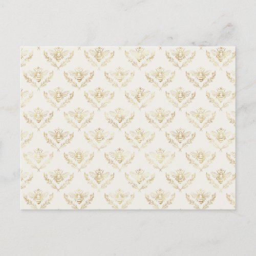 Golden Bumble Bee Pattern Postcard