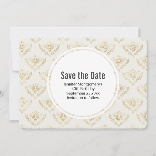 Golden Bumble Bee Pattern Save The Date
