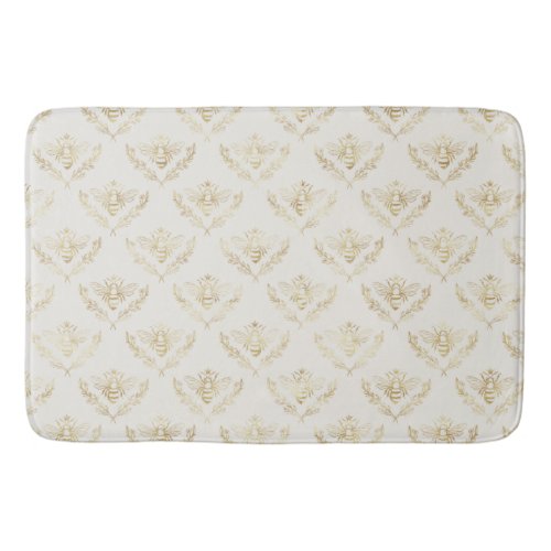 Golden Bumble Bee with a Crown Pattern Bath Mat