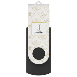 Golden Bumble Bee with a Crown Pattern Flash Drive