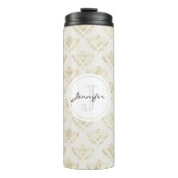 Golden Bumble Bee with a Crown Pattern Monogram Thermal Tumbler