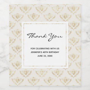 Golden Bumble Bee with a Crown Pattern Party Favor Wine Label