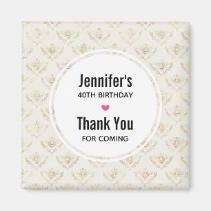 Golden Bumble Bee with a Crown Pattern Thank You Magnet