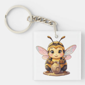 Golden Bumblebee in Bloom Dance.10 Keychain